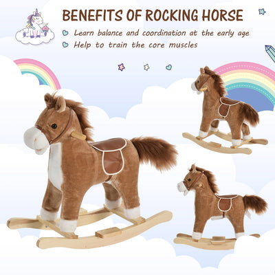 Kids Ride On Plush Rocking Horse w/ Sound