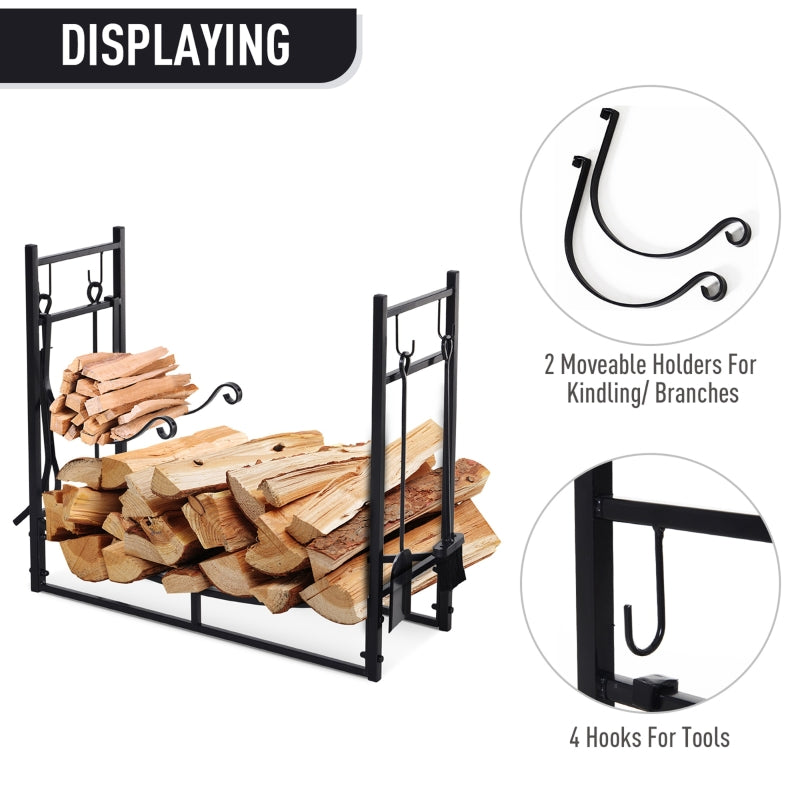 Metal Firewood Log Holder Indoor Outdoor Rack