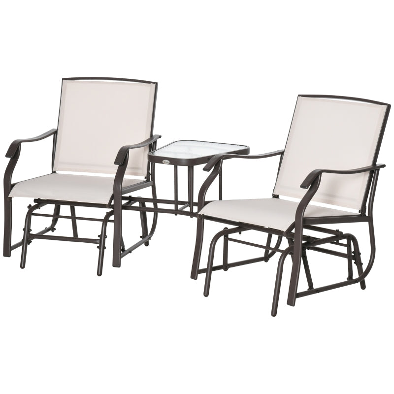 Garden Double Glider Rocking Chairs - Beige