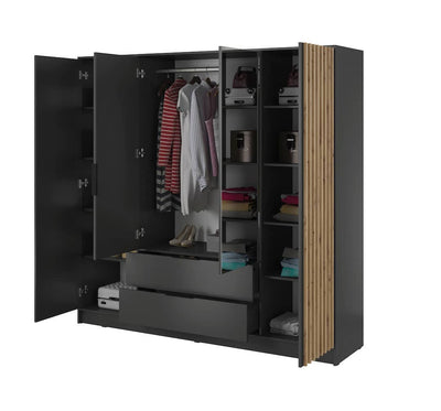 Kayana Hinged Door Wardrobe 206cm [Mirror]