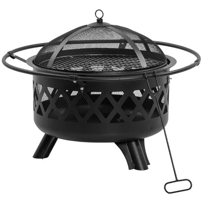 2-in-1 Outdoor Fire Pit With BBQ Grill