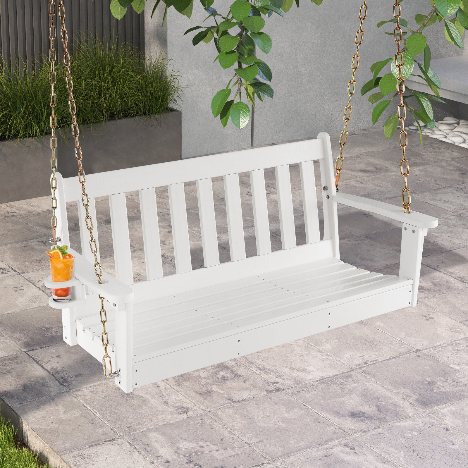 Porch swing with on sale cup holder