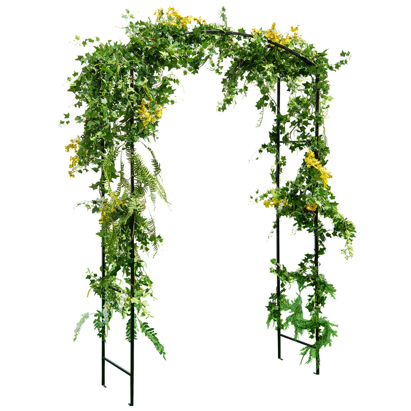 Arco de jardín de 230 cm con enrejado para plantas trepadoras, rosas y enredaderas, color negro