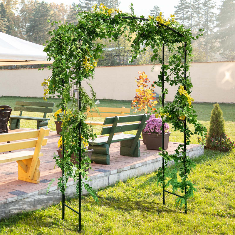 Arco de jardín de 230 cm con enrejado para plantas trepadoras, rosas y enredaderas, color negro