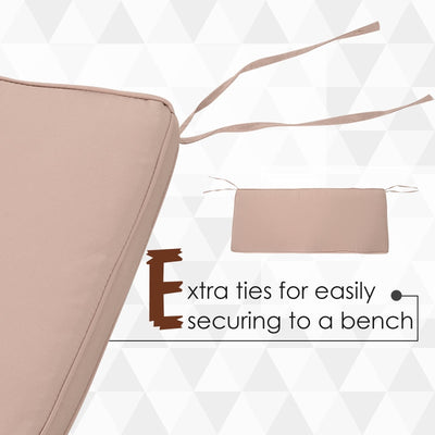 2-Seater Garden Bench Cushion With Ties- Beige