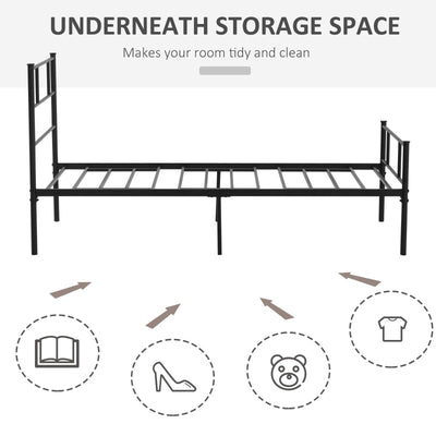 Single Metal Bed Frame Solid Bedstead Base