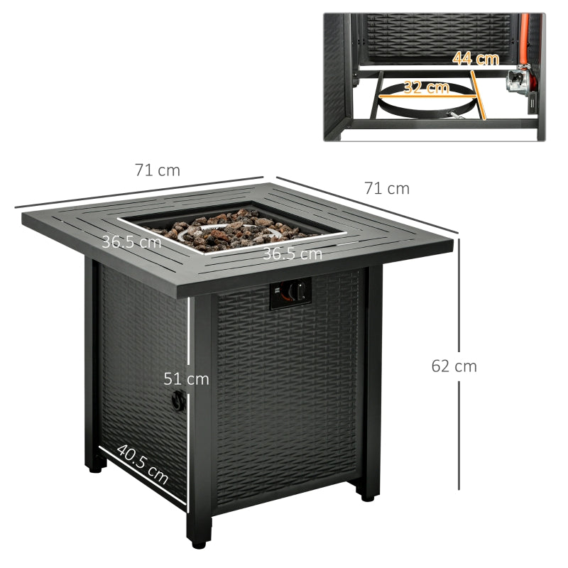 Square Propane Gas Fire Pit Table, Black