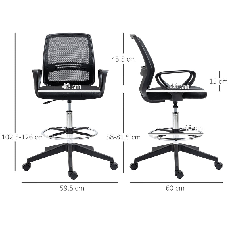 Vinsetto Ergonomic Mesh Back Drafting Chair Tall Office Chair with Adjustable Height and Footrest 360° Swivel