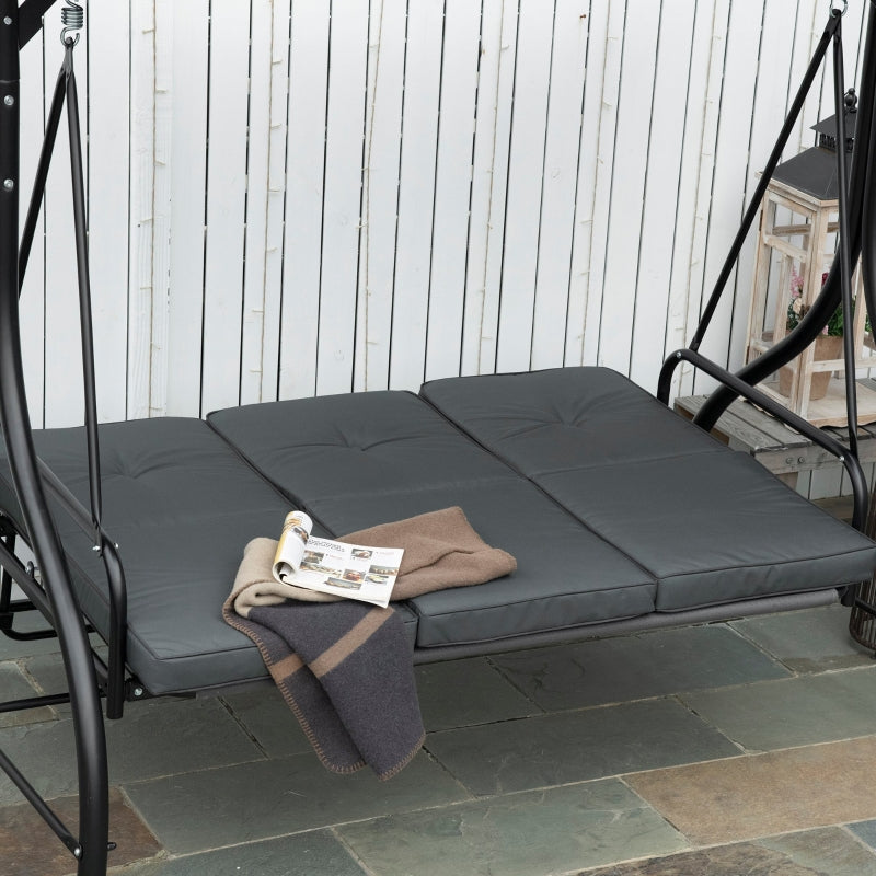 3 Seater Canopy Swing Chair- Dark Grey