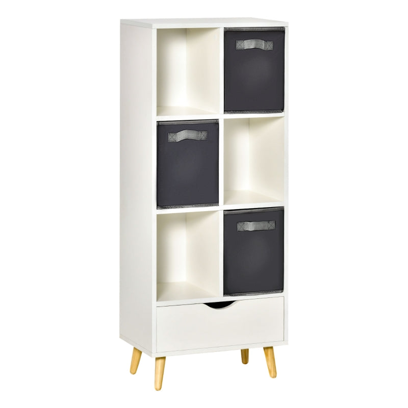 Six Shelf And Drawer Storage Unit - White/Grey