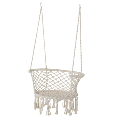 Hanging Hammock Chair Cotton Rope Porch Swing - Cream White