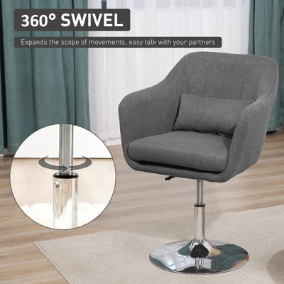 Swivel Base Accent Chair, With Pillow - Grey