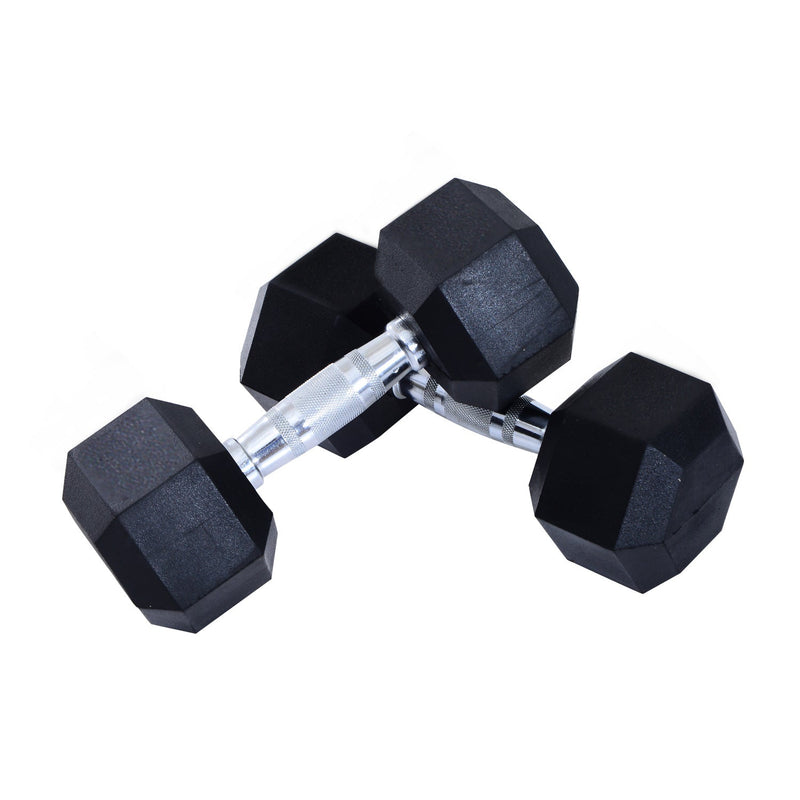 HOMCOM Rubber Hexagonal Dumbbell Set,2 pcs x 10 kg