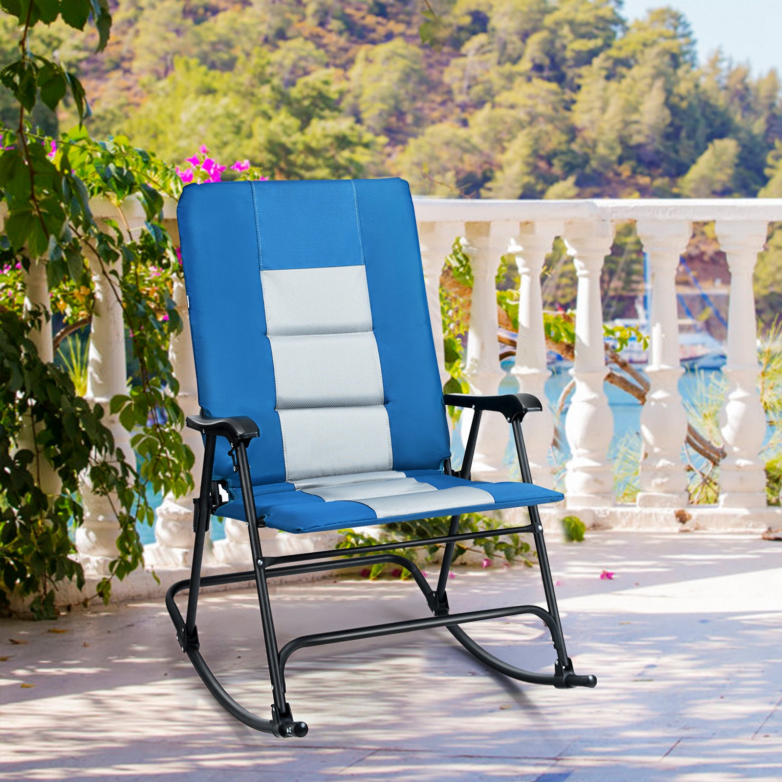 High back folding rocking chair hot sale