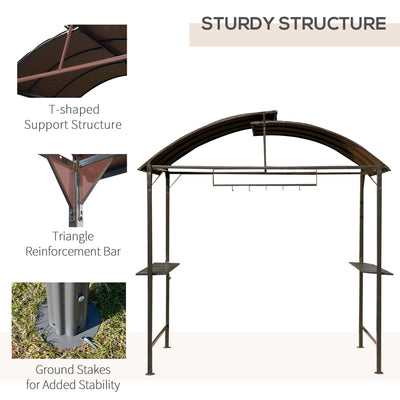 Outsunny Metal Gazebo Marquee-Coffee