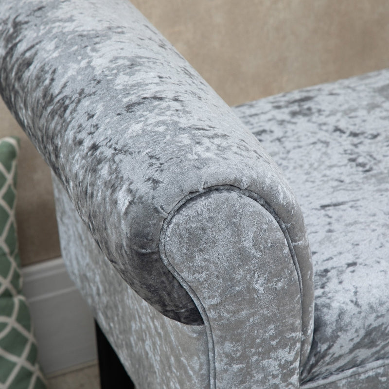 Crushed Velvet-Look Ottoman Seat, With Rolled Ends