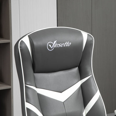 Vinsetto Video Game Chair Computer Chair with Adjustable Height, Swivel Base, Home Office Desk Chair, PVC Leather Swivel Chair, Grey