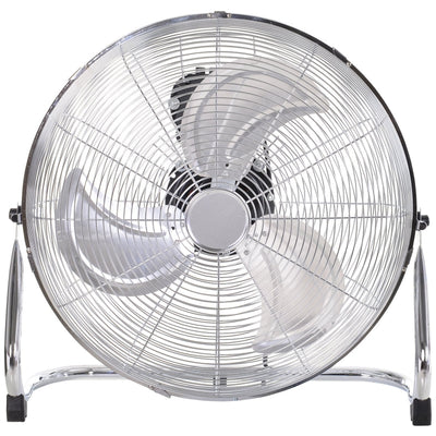 20 Chrome Metal Floor Fan With Tilting, Silver