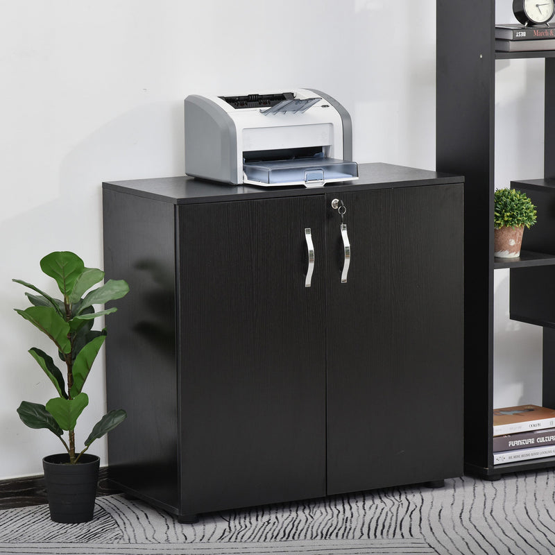 Particle Board 2-Tier Lockable Filing Cabinet Black