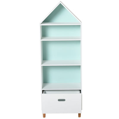 Kids 5-Tier Bookshelf, Drawer White/Blue