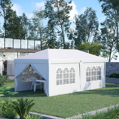 3 X 6 M Pop Up Gazebo With Sides And Windows, White