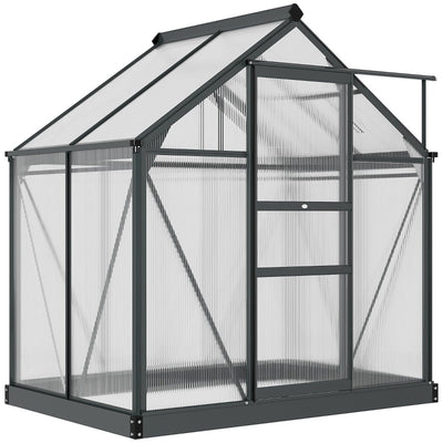 Greenhouse with Galvanized Base Aluminium Frame With Slide Door, 6 X 4ft