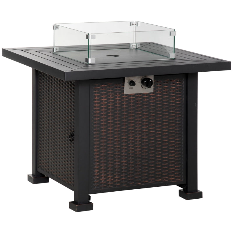 Square Propane Gas Fire Pit Table, Black