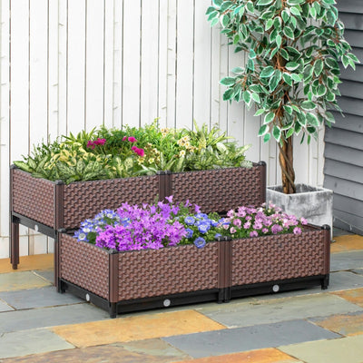 Set Of 4 Raised Garden Bed