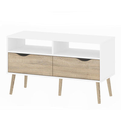 Oswald White and Oak 2 Drawer TV Unit