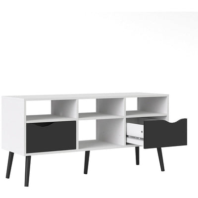 Oswald Black and White 2 Drawer TV Unit