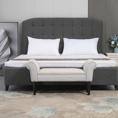 Ottoman Bench Flannel Upholstered Bed-End Stool - Grey