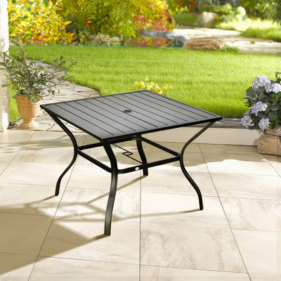 Garden Table With Parasol Hole- Black