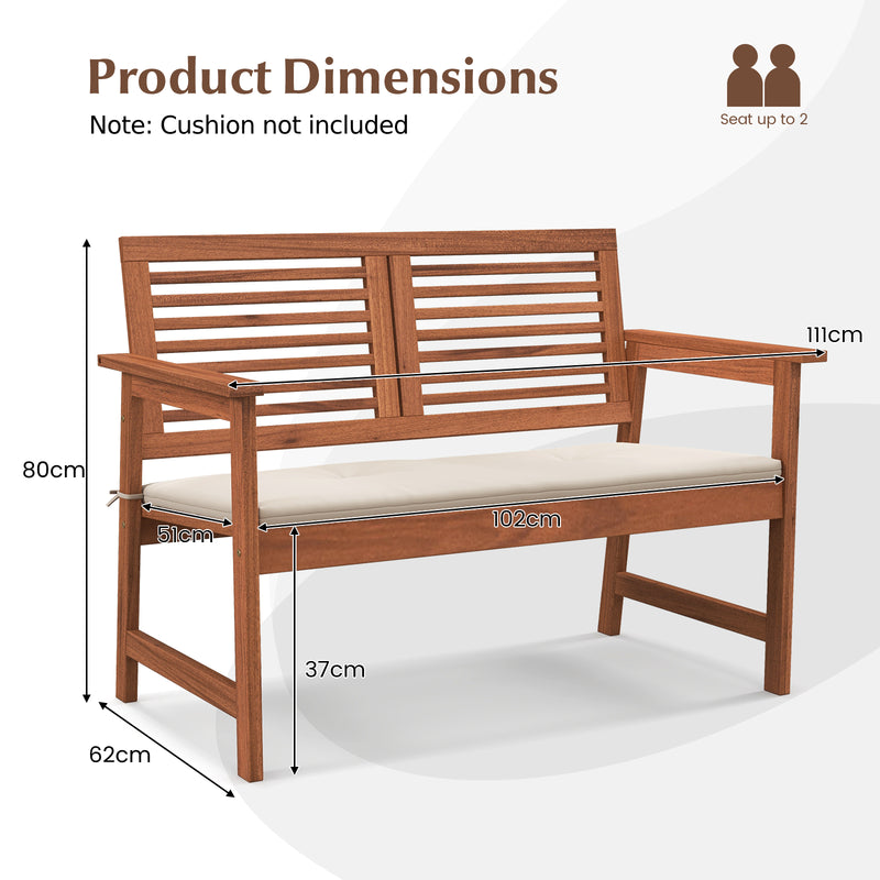 Outdoor Solid Wood Bench with Comfortable Backrest