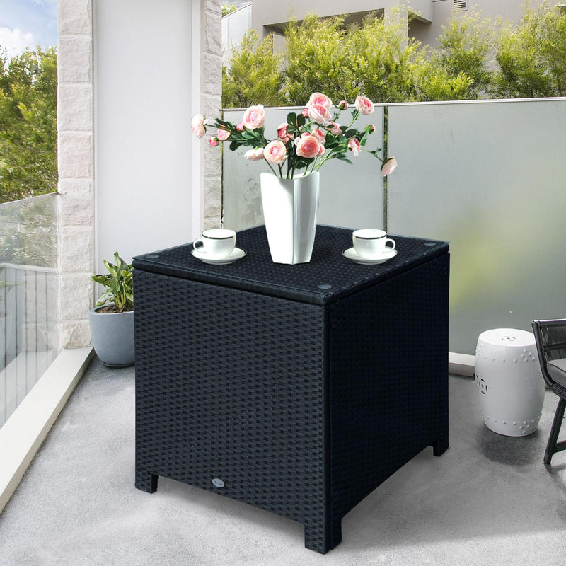 Rattan Garden Furniture Side Table- Black