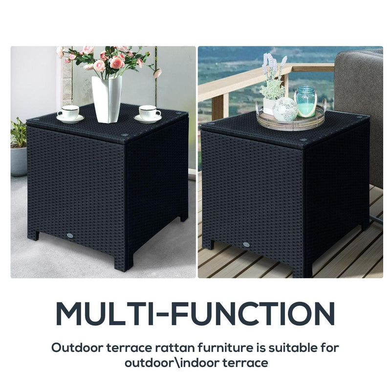 Rattan Garden Furniture Side Table- Black