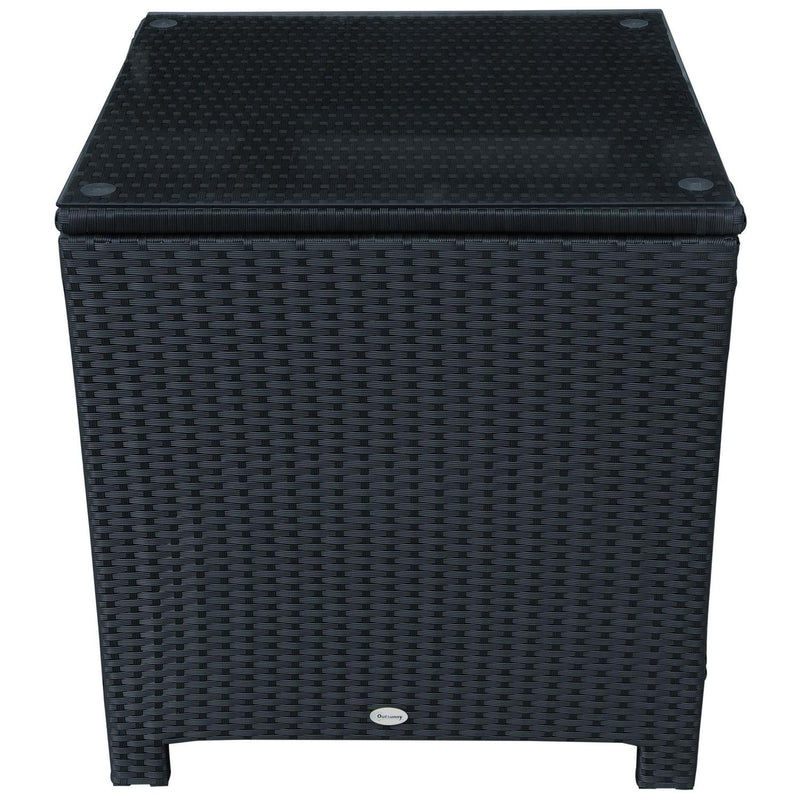 Rattan Garden Furniture Side Table- Black