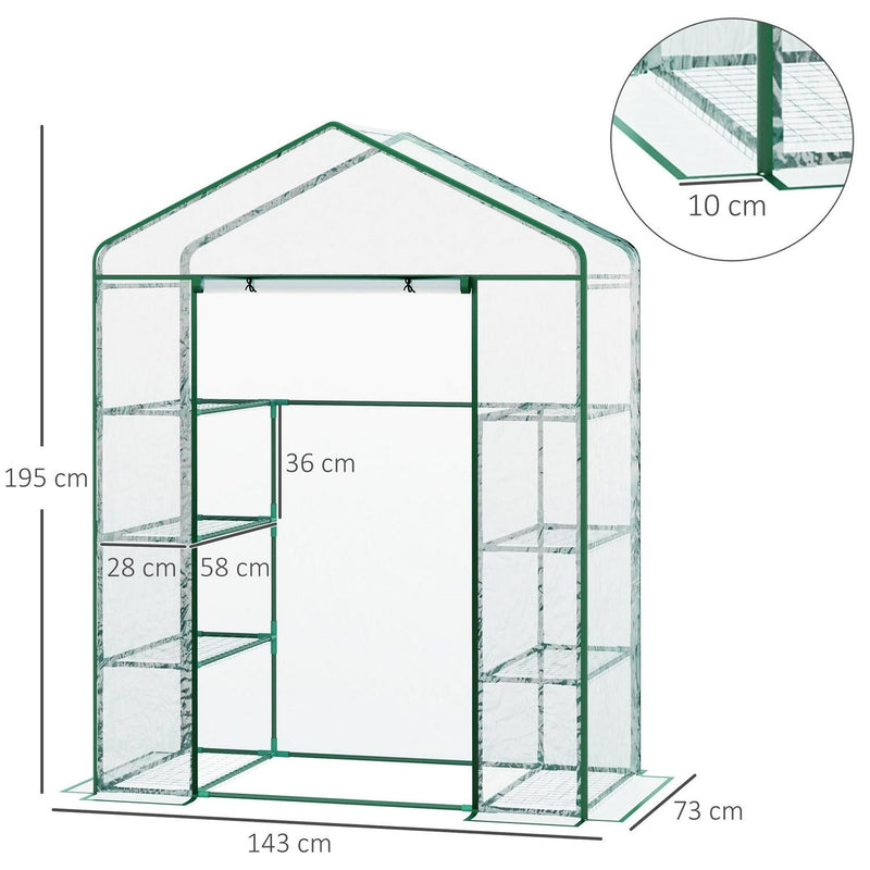 Walk in Polytunnel Plant Hot House, Steel Frame Greenhouse - Deep Green