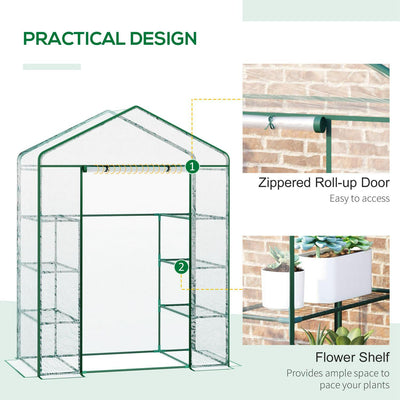 Walk in Polytunnel Plant Hot House, Steel Frame Greenhouse - Deep Green