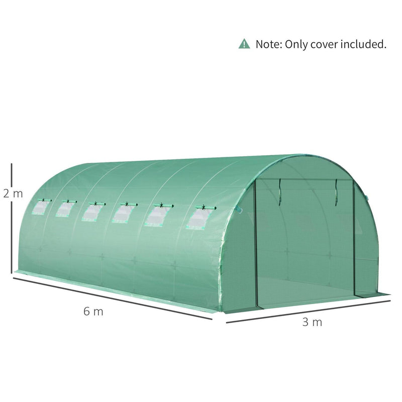 Cubierta de repuesto para invernadero tipo túnel con puerta con ventanas de 20 x 10 pies 