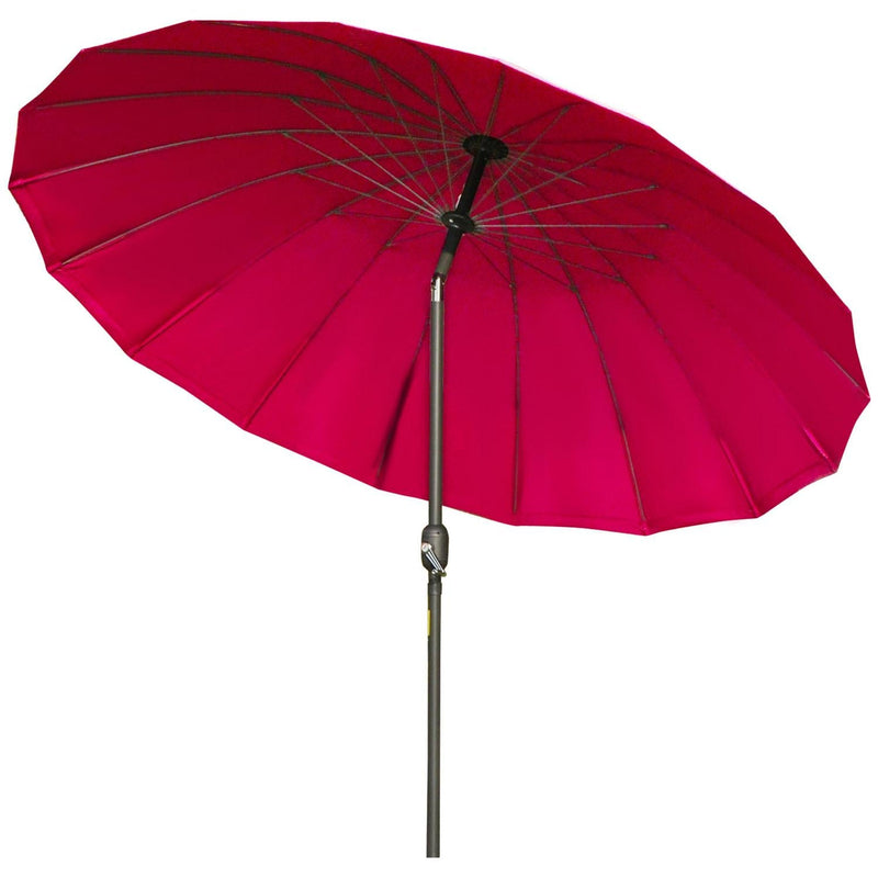 Parasol With 18 Sturdy Ribs Push Button Tilt Crank For Garden Wine Red