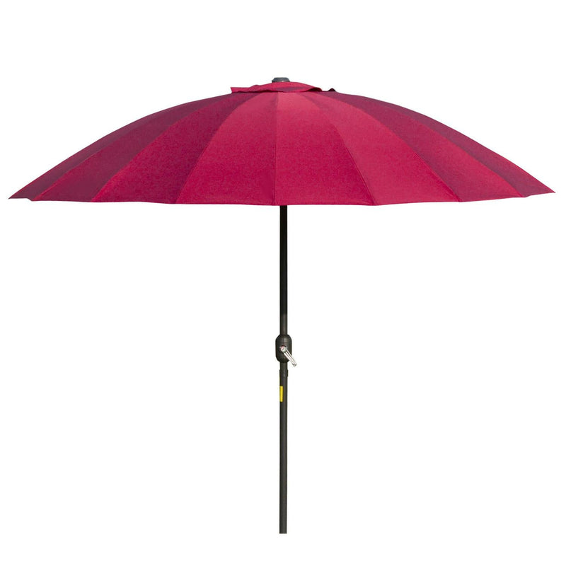 Parasol With 18 Sturdy Ribs Push Button Tilt Crank For Garden Wine Red