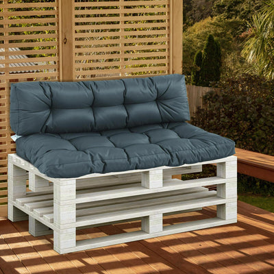 2Pcs Garden Tufted Pallet Cushion Seat- Dark Grey