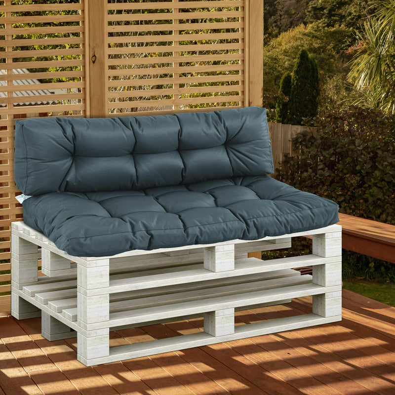 2Pcs Garden Tufted Pallet Cushion Seat- Dark Grey