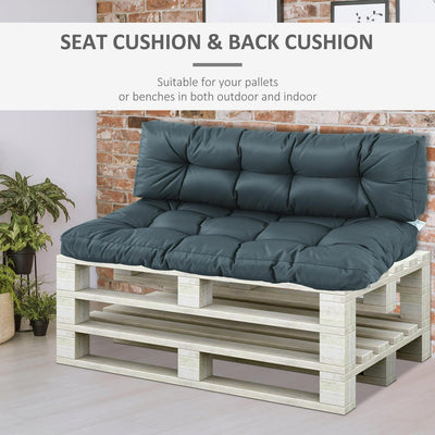 2Pcs Garden Tufted Pallet Cushion Seat- Dark Grey