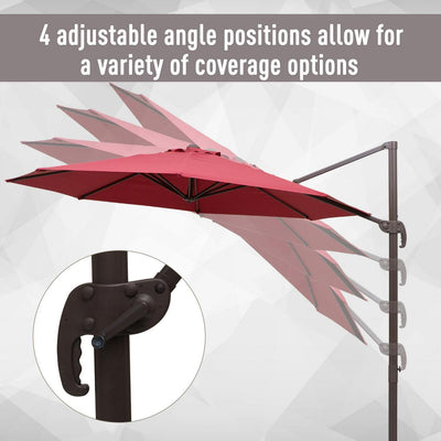 3m Cantilever Aluminium Frame Outdoor Garden Parasol Wine Red