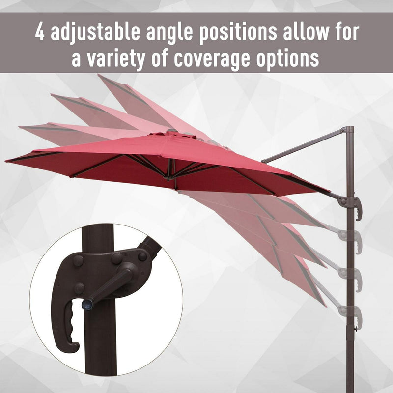 3m Cantilever Aluminium Frame Outdoor Garden Parasol Wine Red