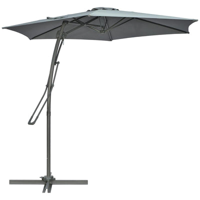 Cantilever Parasol With Easy Patio Umbrella Crank Handle- Grey