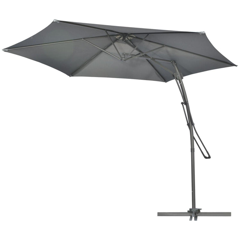 Cantilever Parasol With Easy Patio Umbrella Crank Handle- Grey