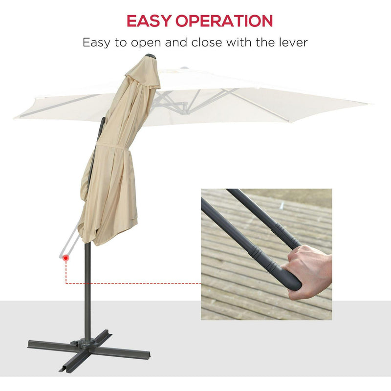 Cantilever Parasol With Easy Patio Umbrella Crank Handl- White