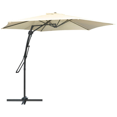 Cantilever Parasol With Easy Patio Umbrella Crank Handl- White